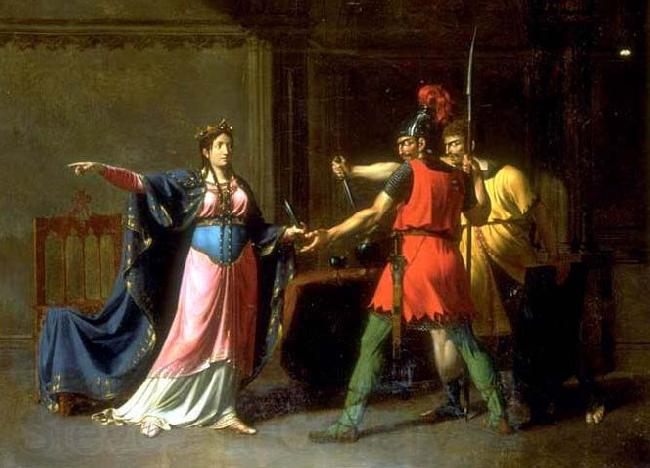 Emmanuel Herman Joseph Wallet Fredegonde distribuant des poignards a deux assassins France oil painting art